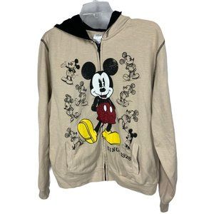 Disney Mickey Mouse Men's or Unixex Front Zip Hooded Sweatshirt Some Wear Sz S
